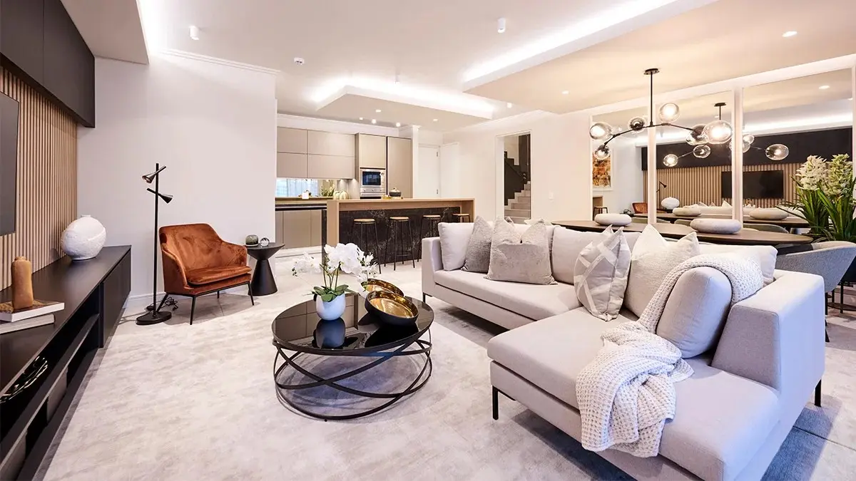 Séjour d'un penthouse de la tour Newton