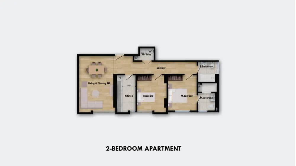 two bedroom apartment single