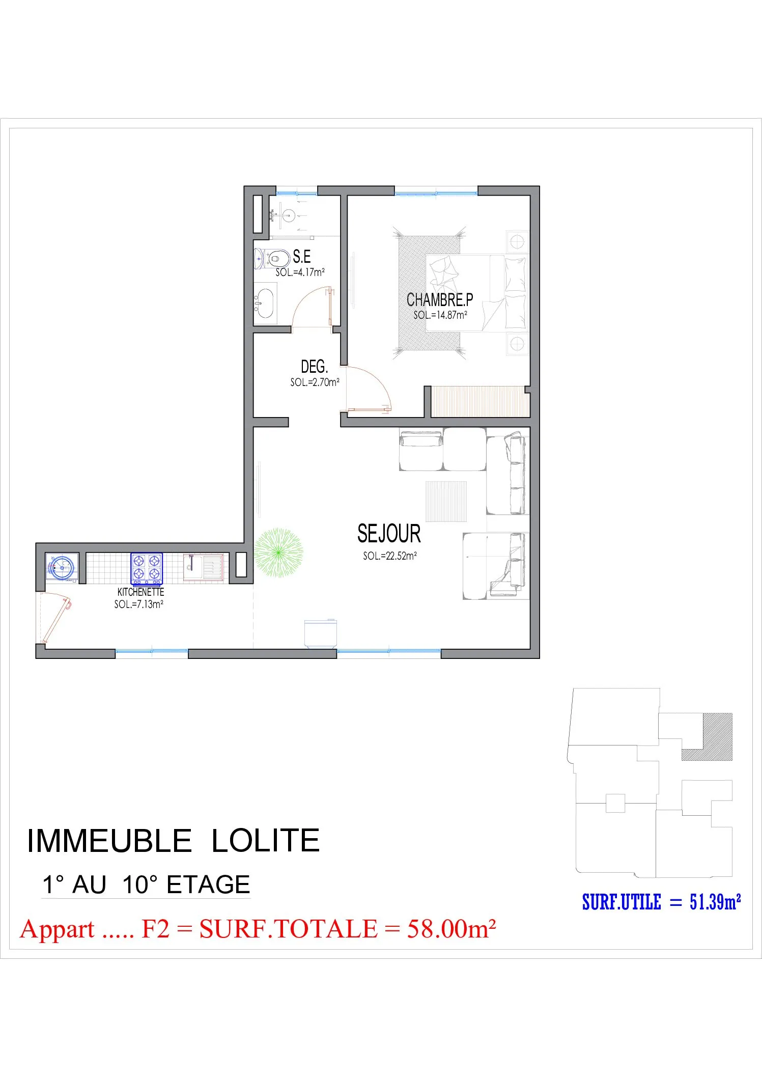 Type F2 58 m²