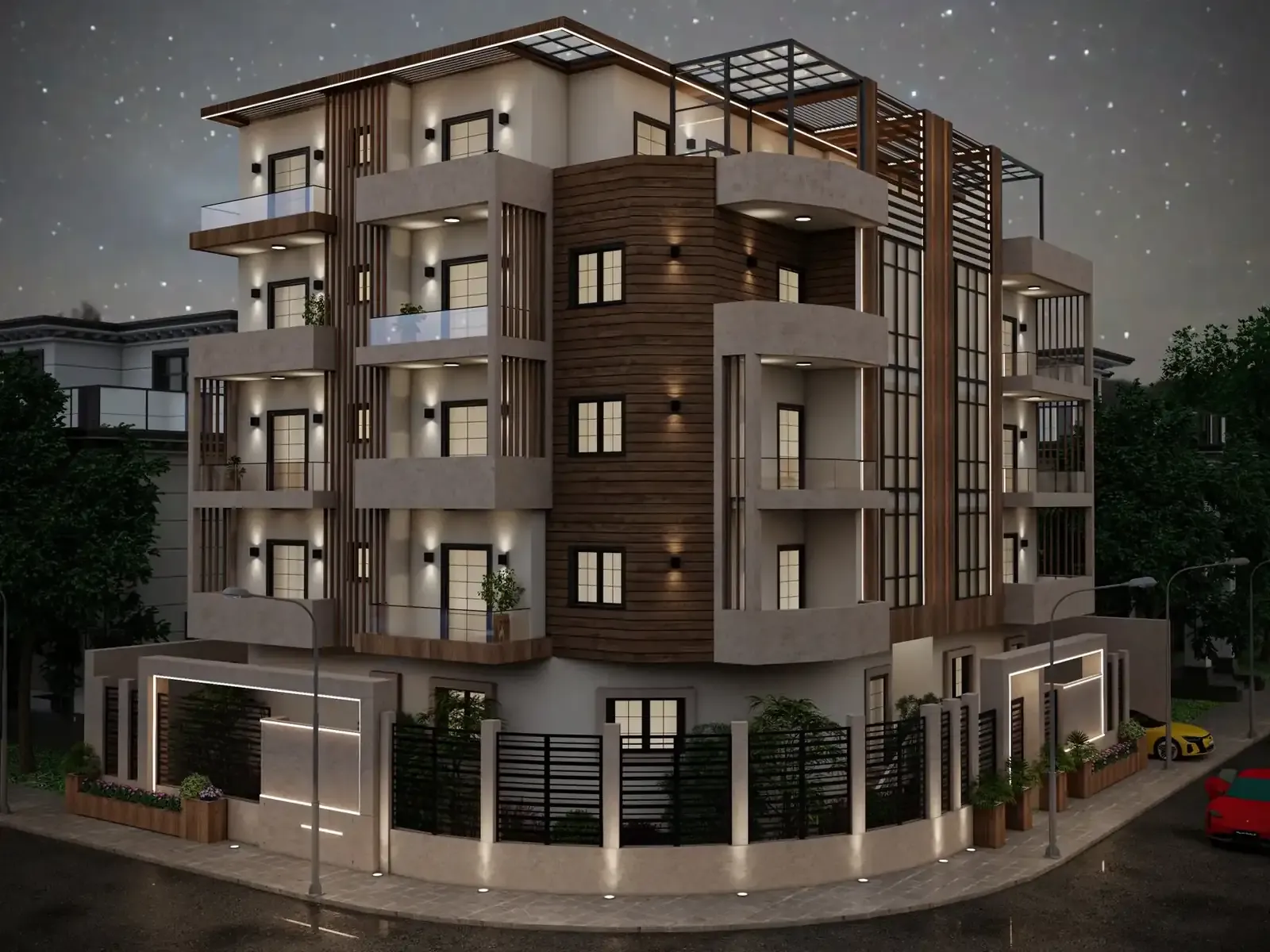 A-260 — New Cairo — Corner facade at night