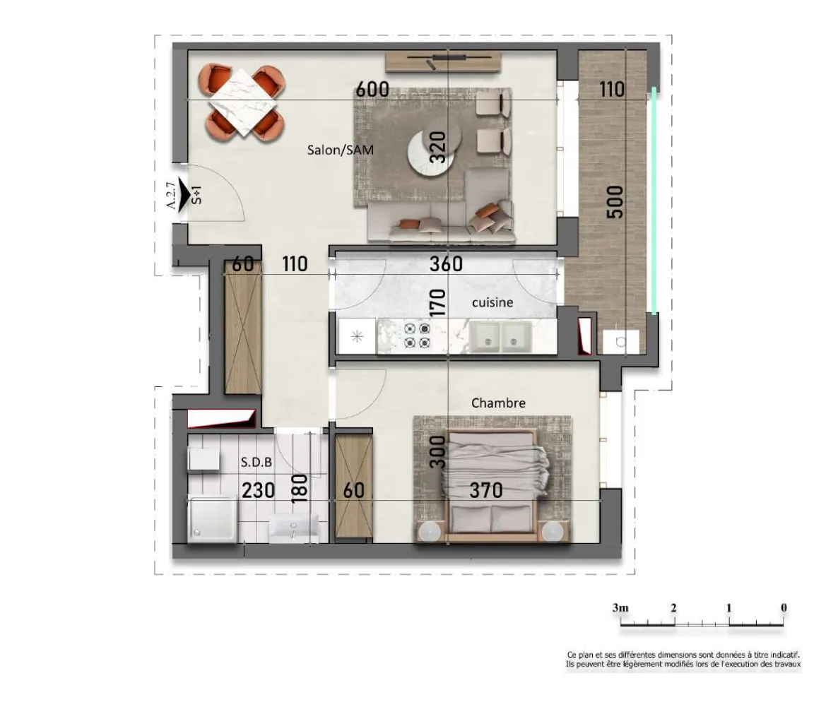 2ème étage - Appartement S+1 74.95 m²
