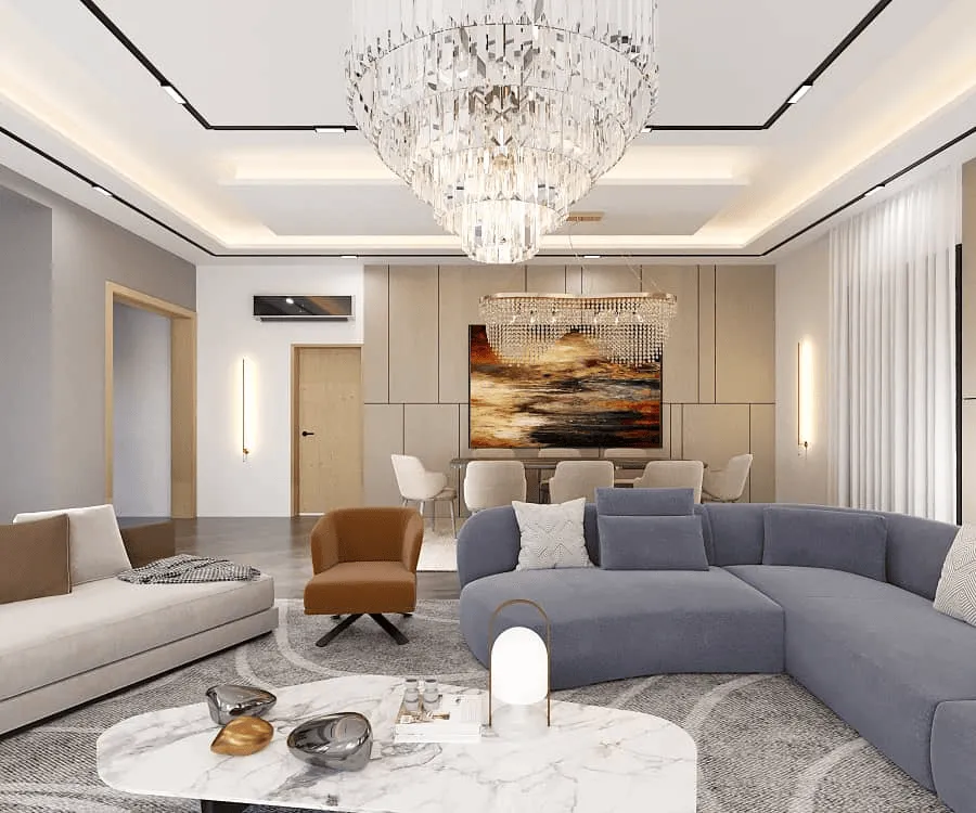 Living and dining room at Dion's Court, Ikoyi, Lagos