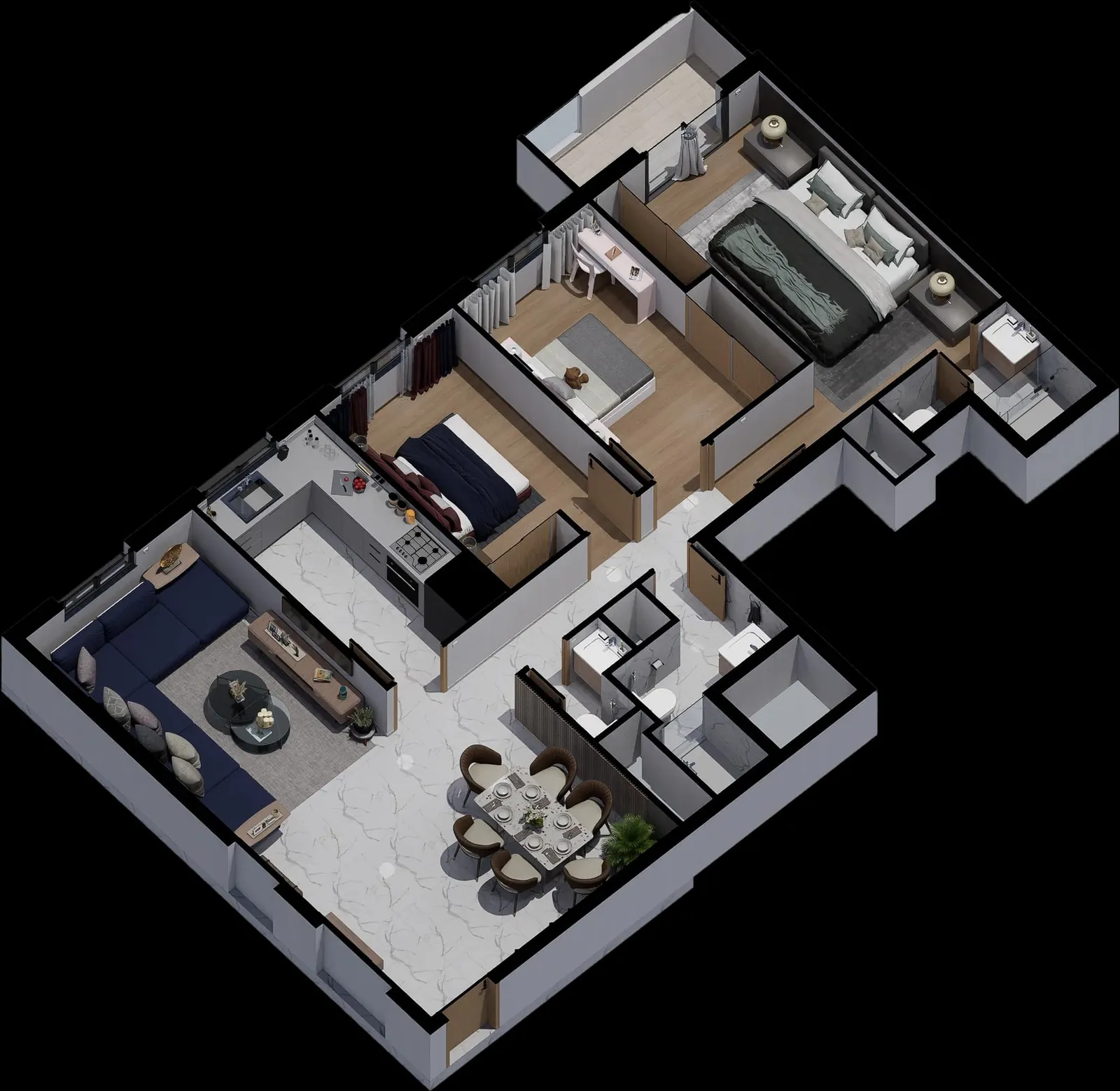Appartement Type D — Plan axonométrie