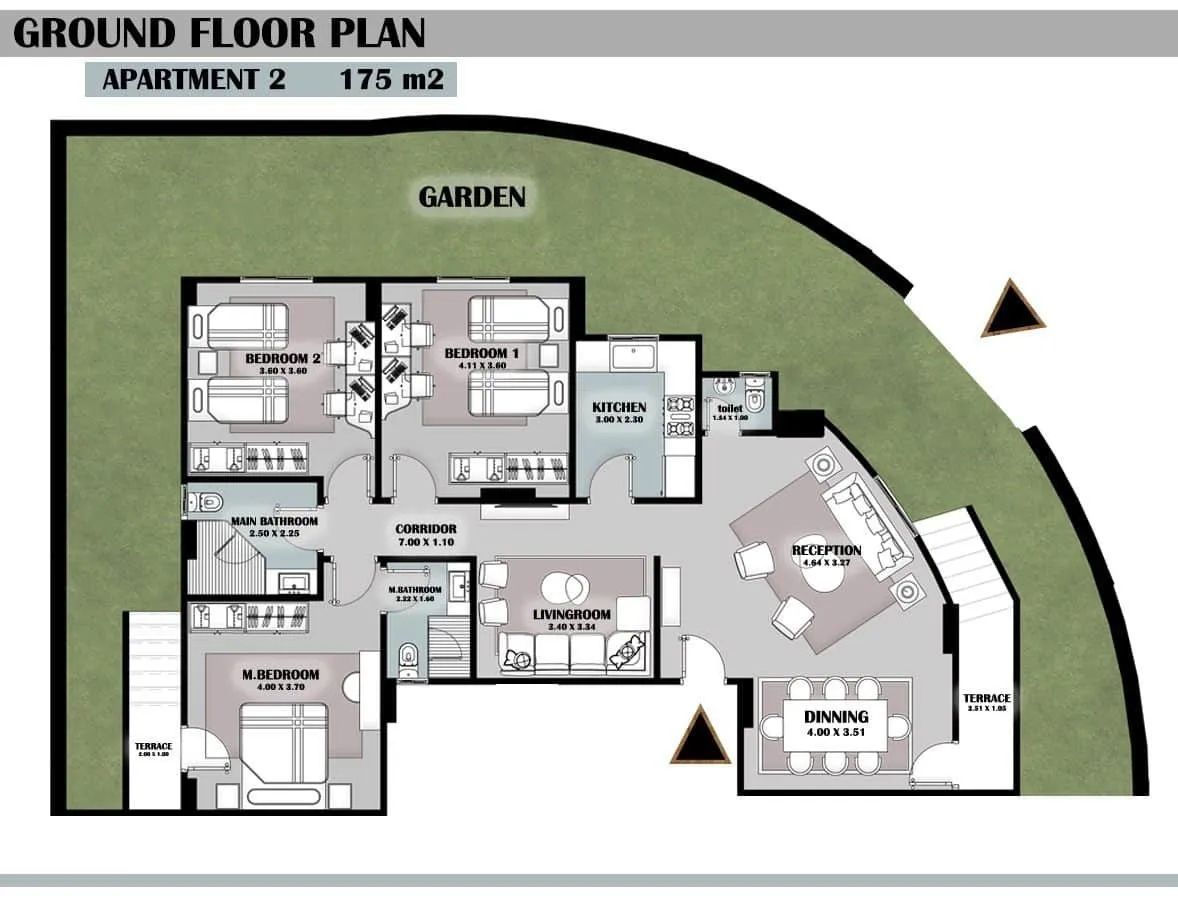 مخطط الوحدة الثانية Apt.2 بمساحة 175 م² في مشروع G29