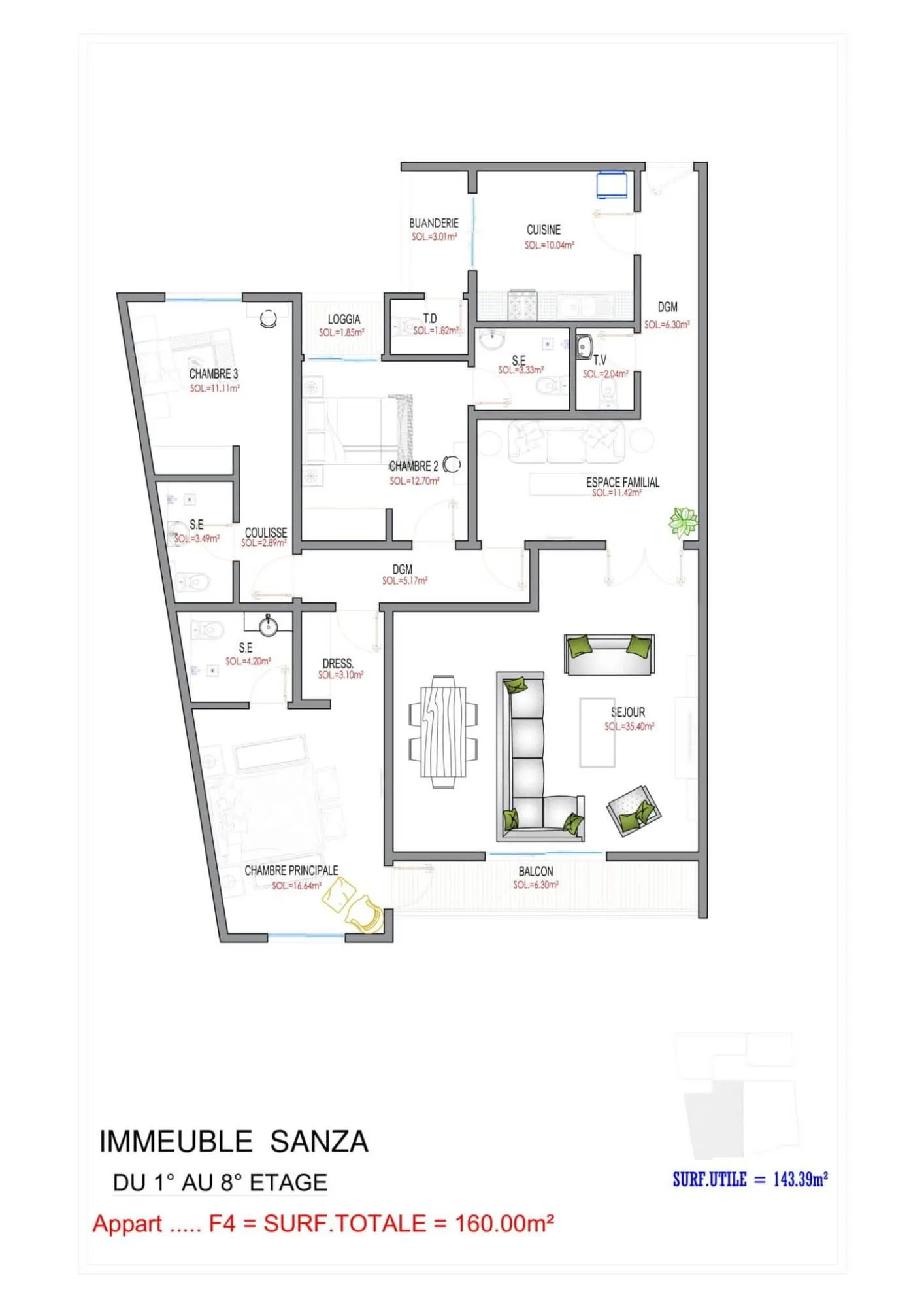 Type F4 160 m²