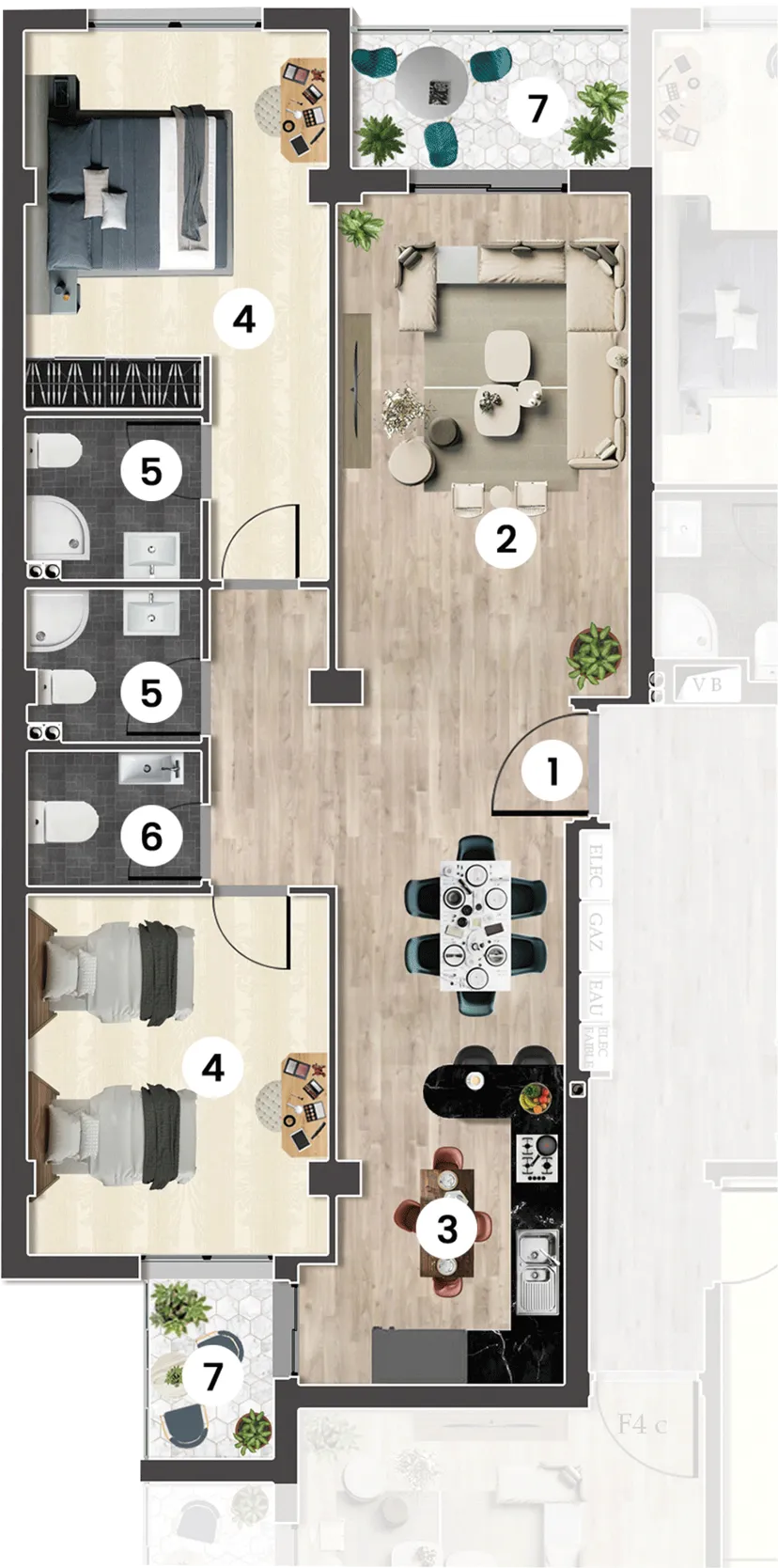 Bensiam F3 2 94.35m² plan