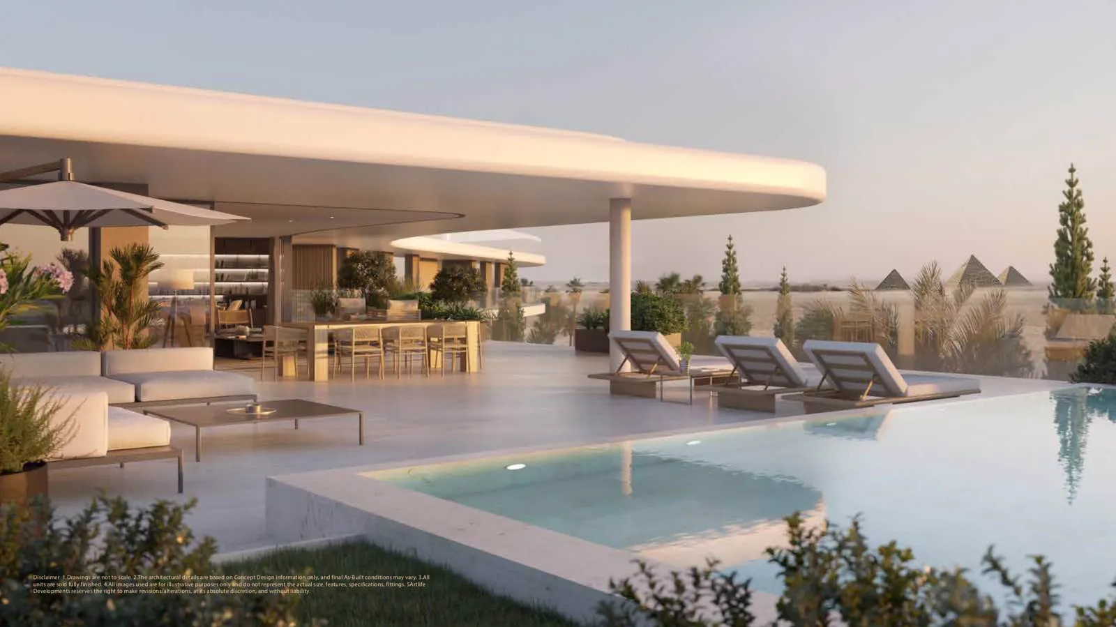 Twilight Residences - Rooftop Terrace with Pyramid Views