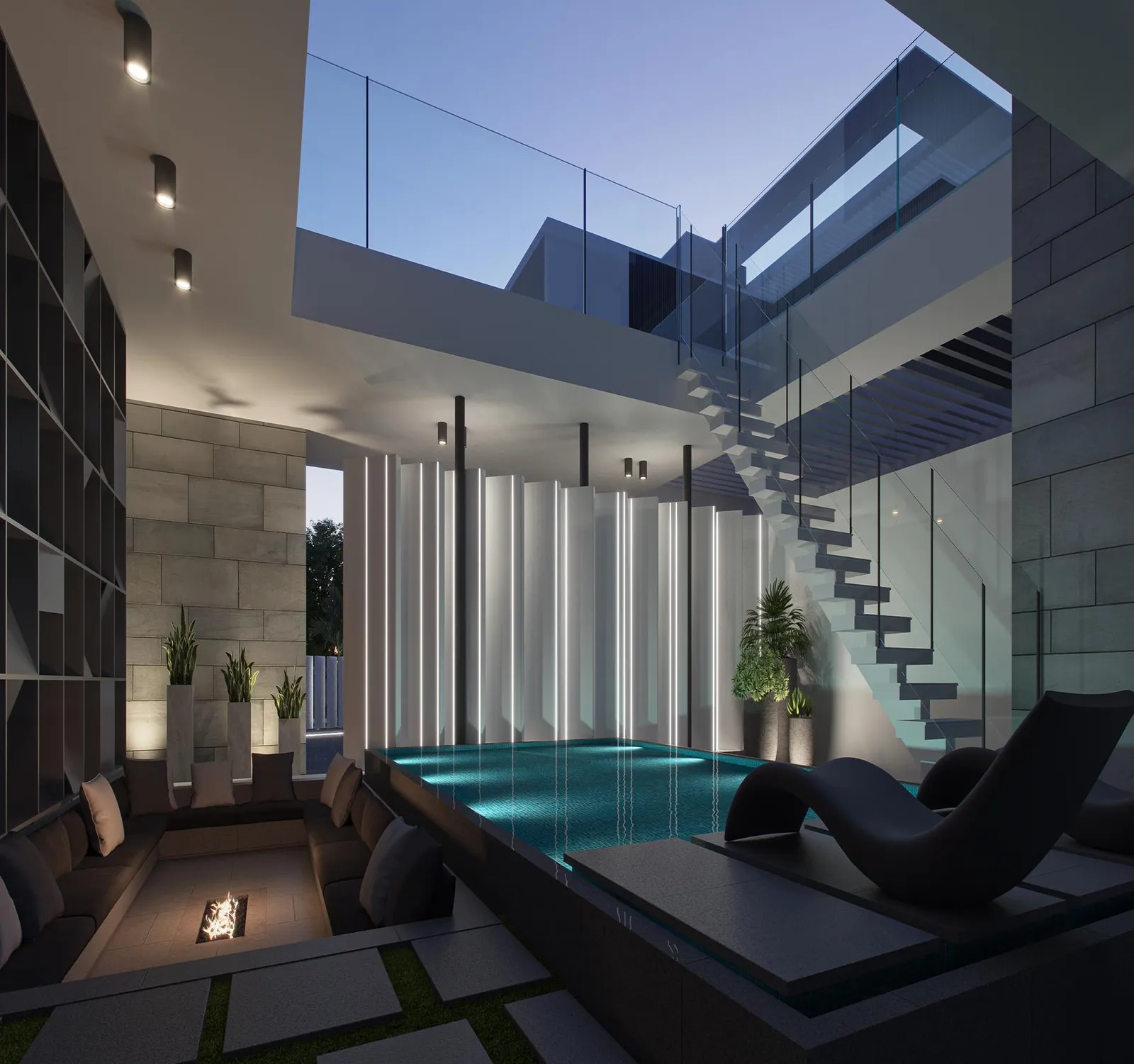 De Campania — interior courtyard and pool