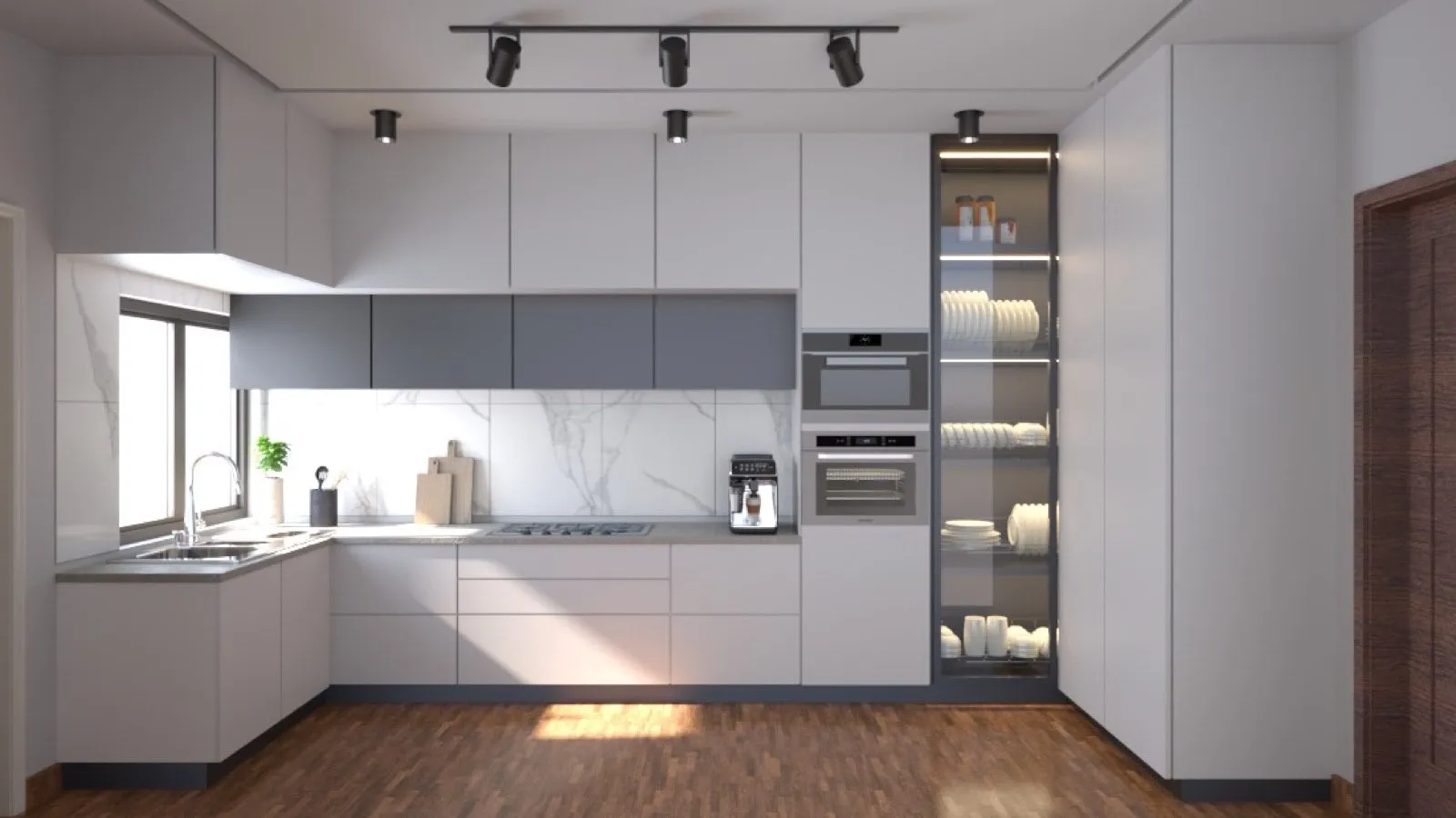 Refitted kitchen interior at Wiser Court with new cabinetry