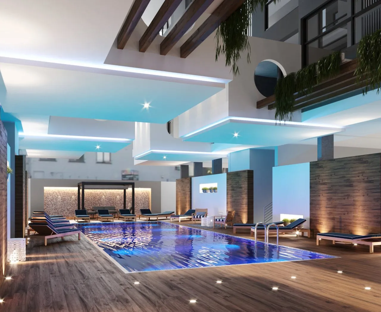 Swimming pool at Skyvilla luxury condominiums by Grenadines Homes, Ikoyi
