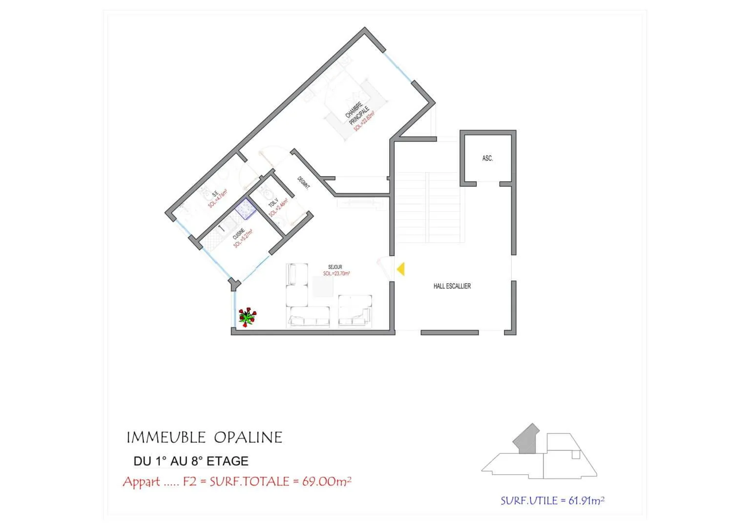 Type F2 69 m²