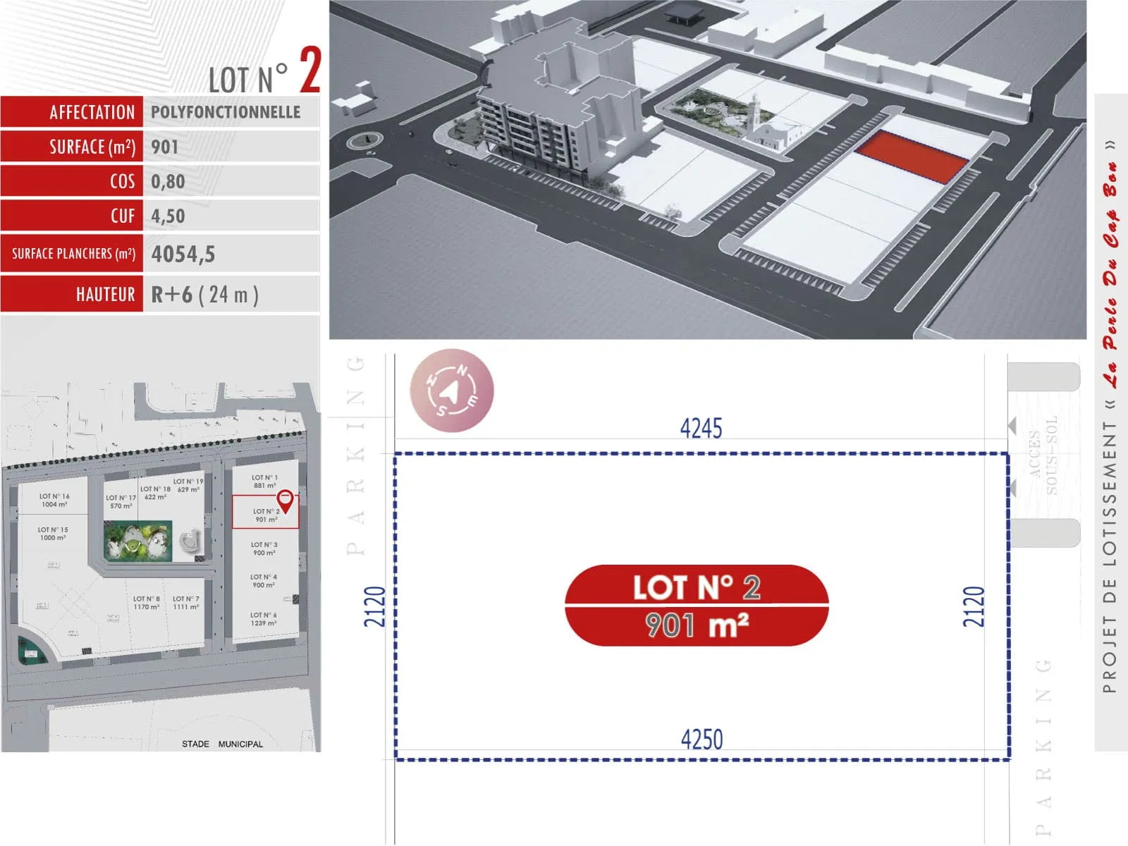 La Perle du Cap Bon — Lot N° 2 — 901 m²