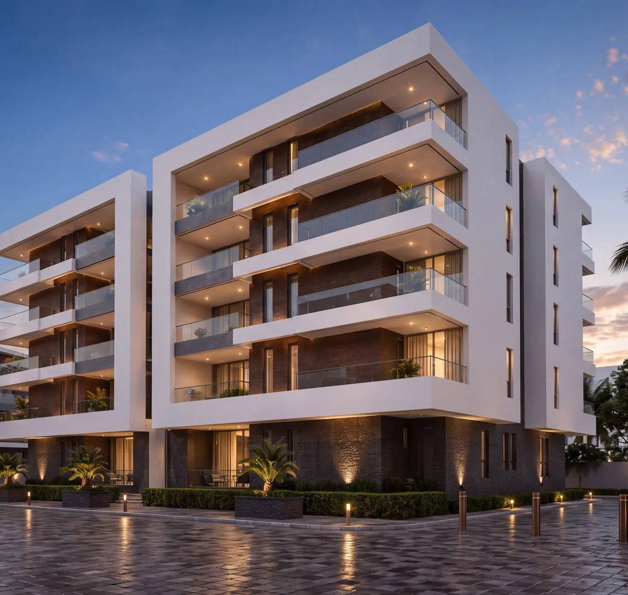 Corner visualisation of the Claire Mont apartments