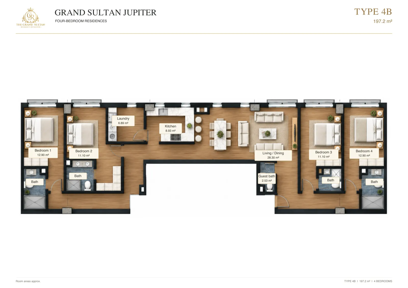 Type 4B · 4-bedroom apartment · 197.2 m²