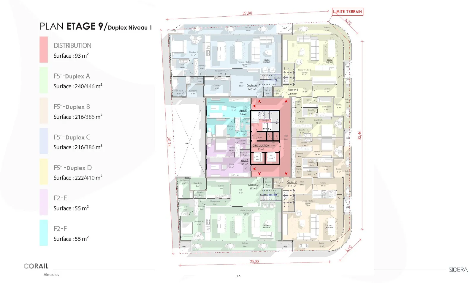 Plan d'ensemble étage 9