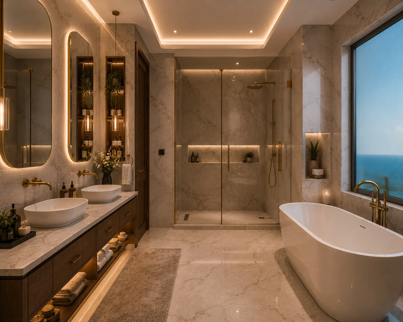 Artistic impression of the Grand Sultan Neptune master bathroom