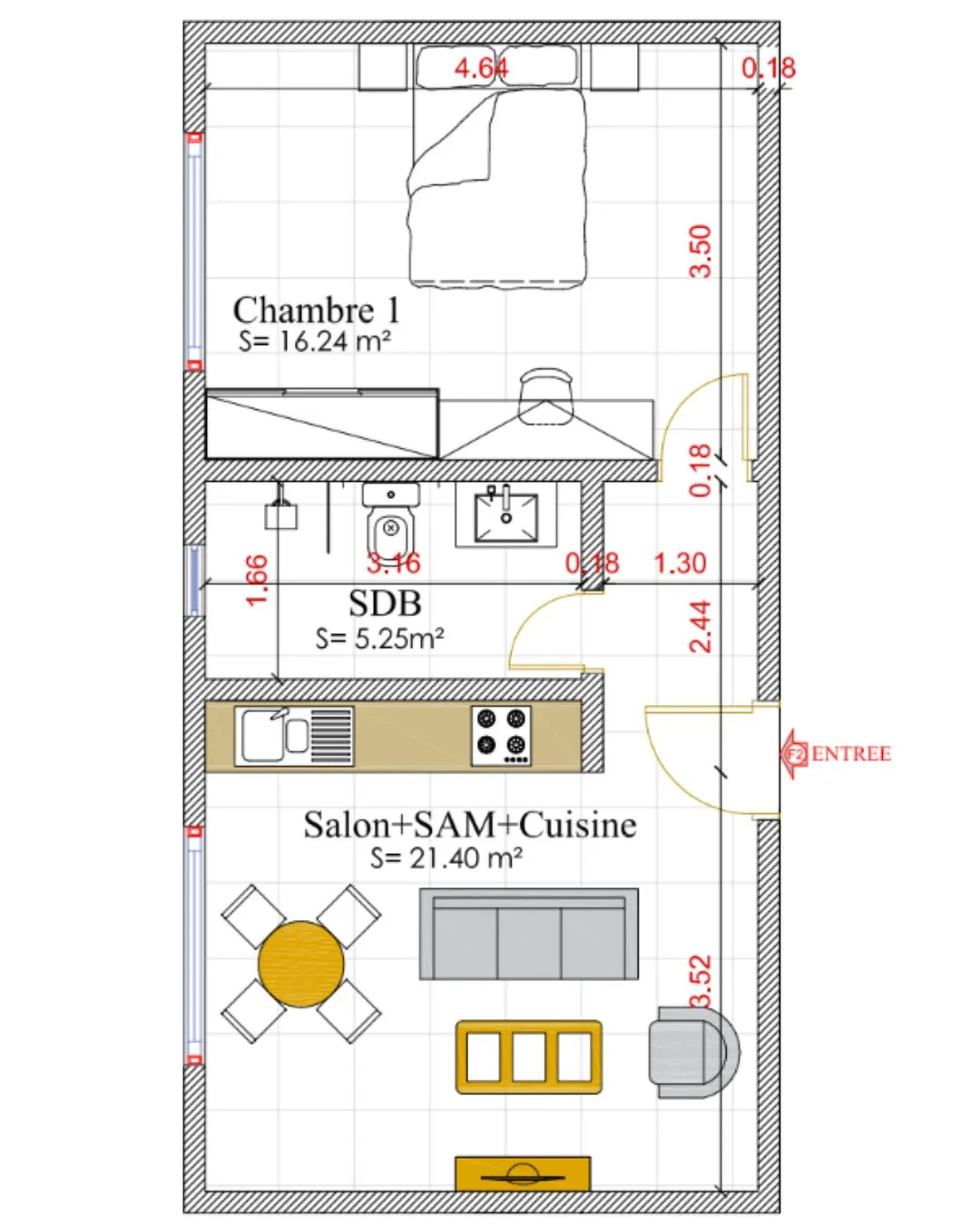 F2 A 50 m²