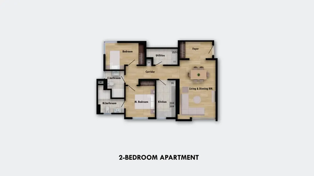 two bedroom apartment second