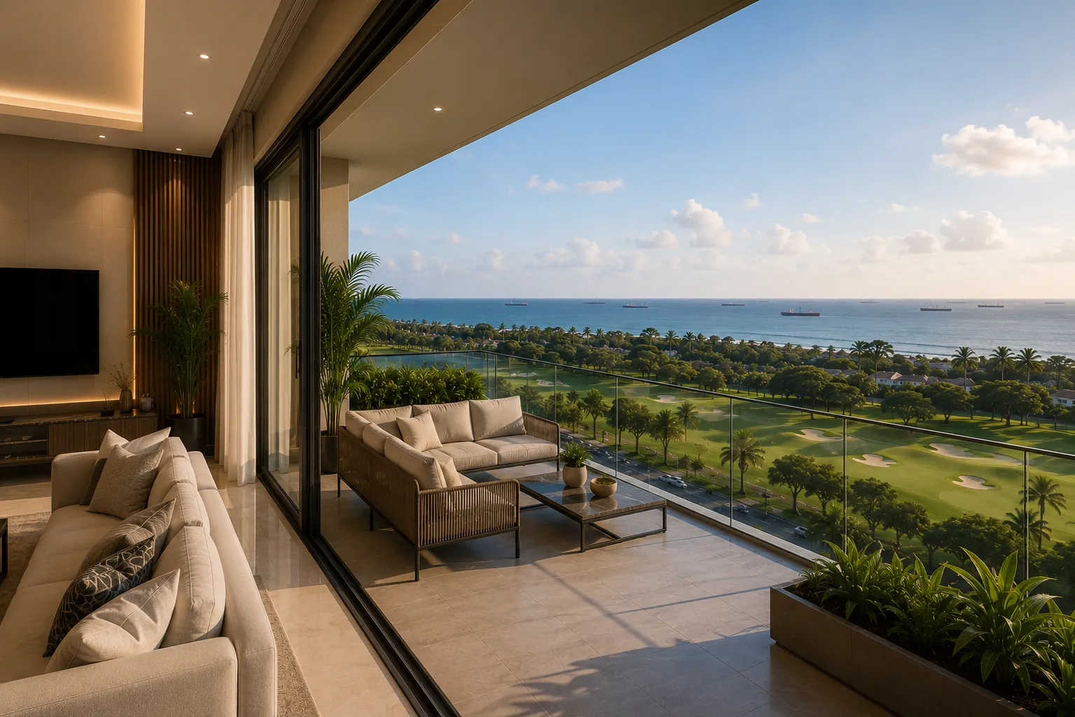 Artistic impression of a private balcony at Grand Sultan Neptune