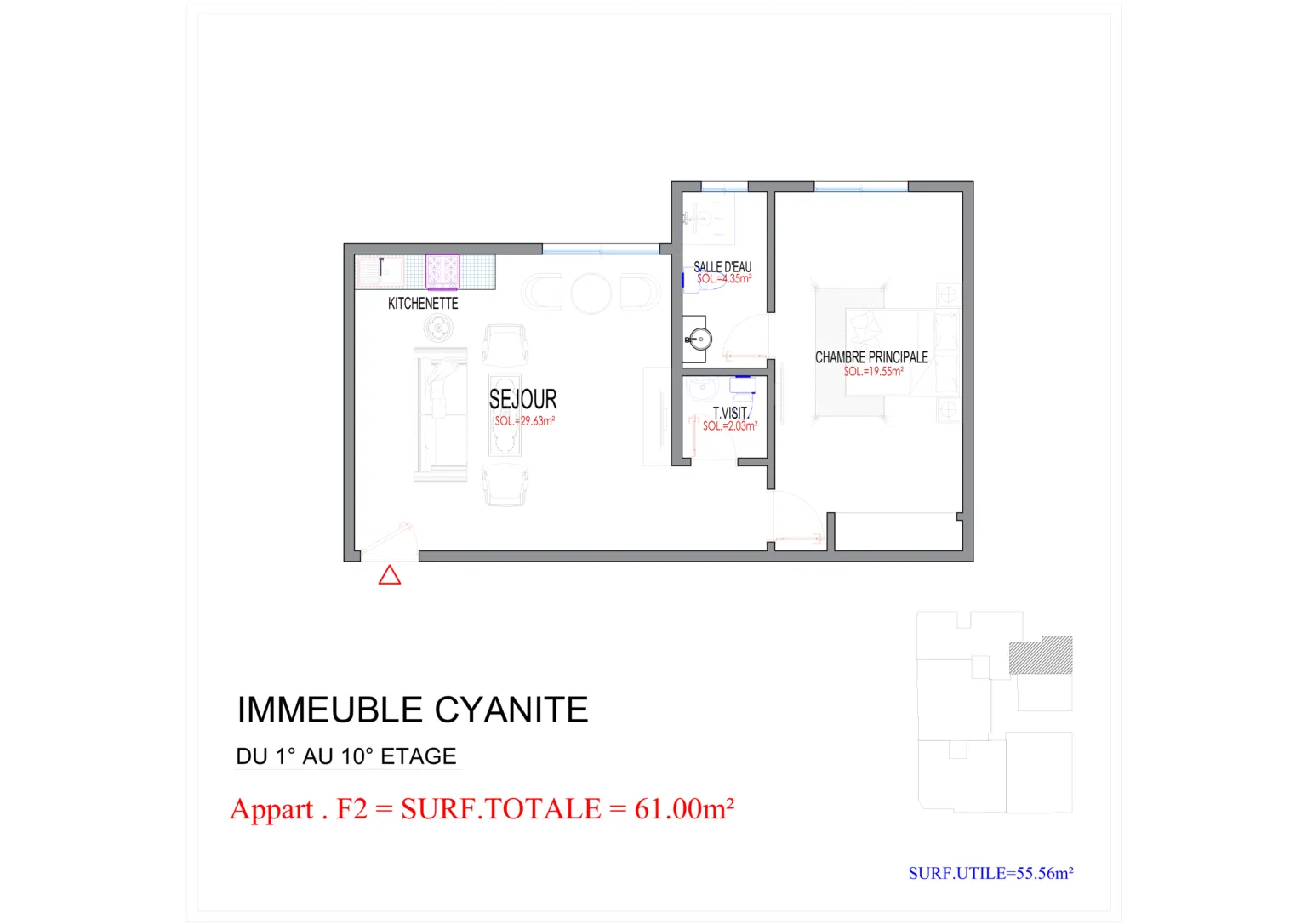 Type F2 61 m²