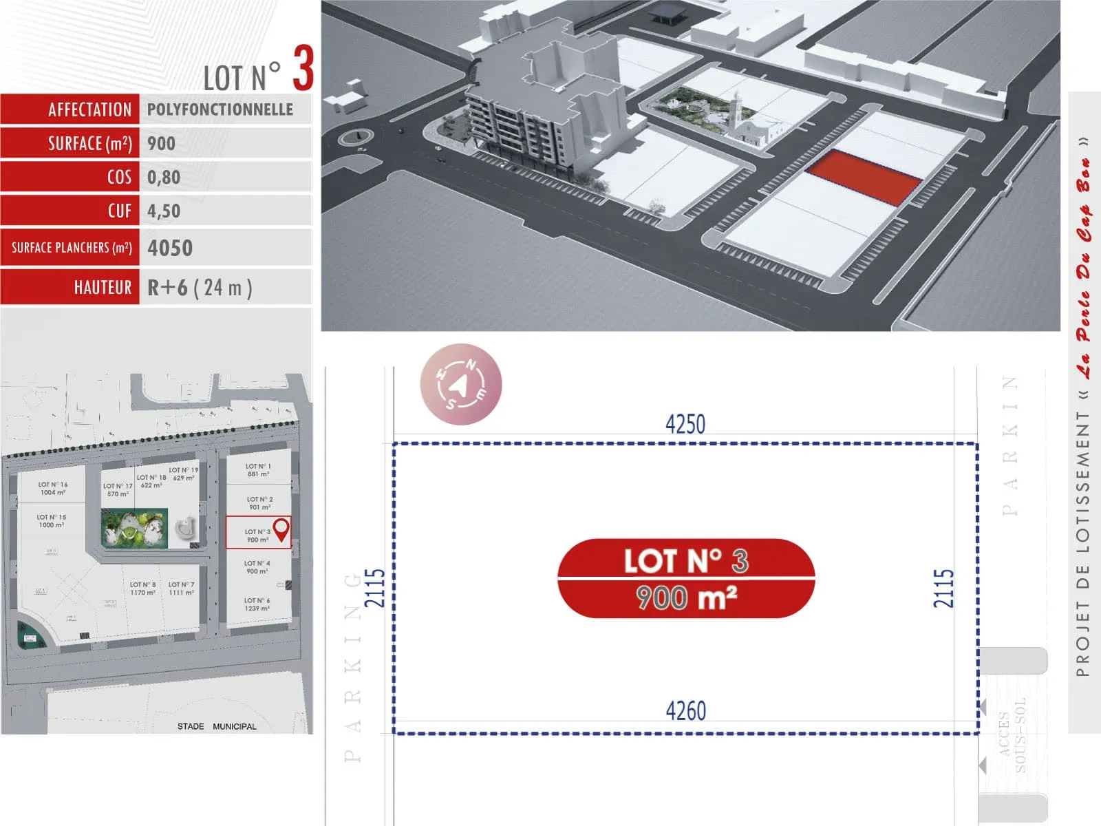 La Perle du Cap Bon — Lot N° 3 — 900 m²