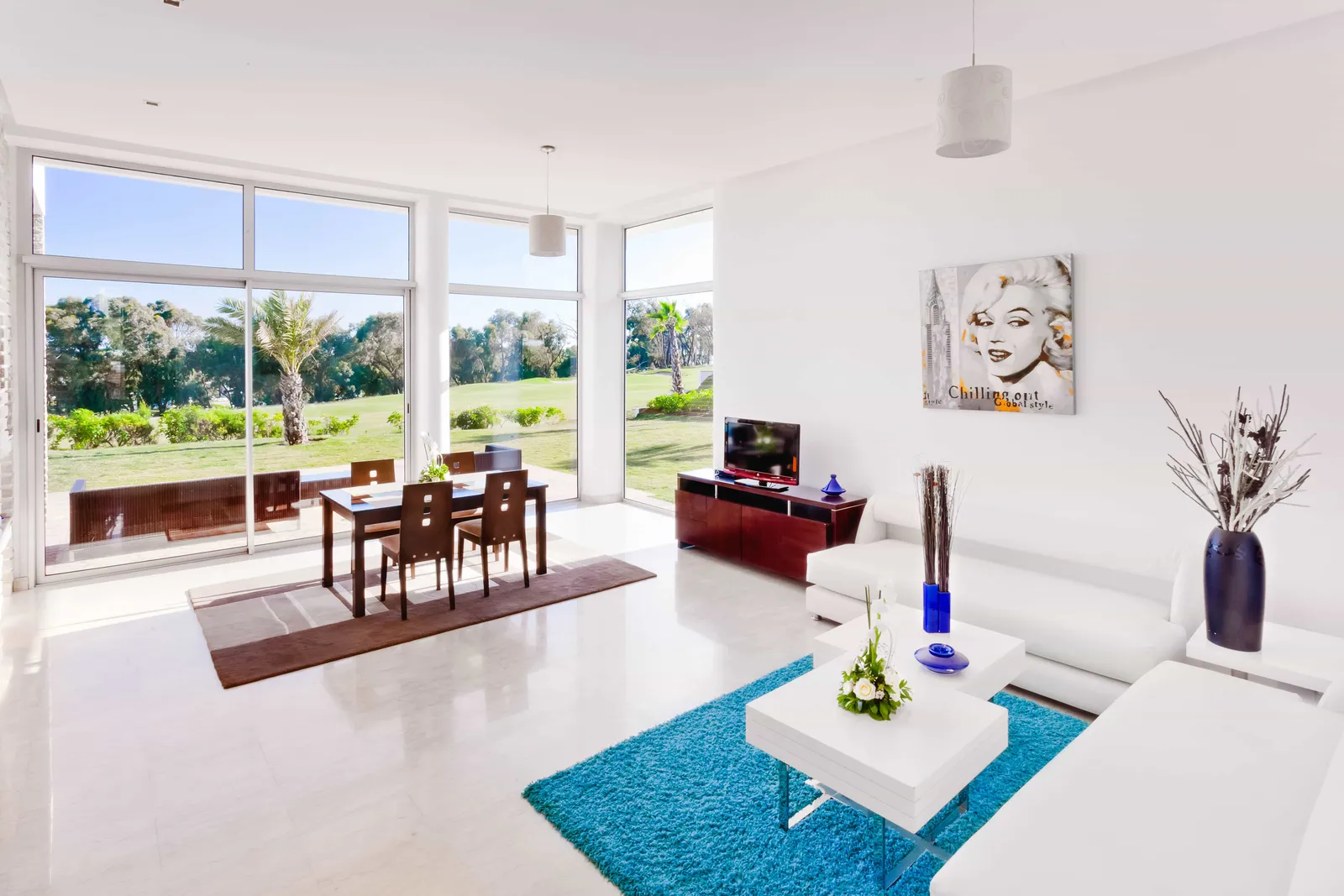 LIXUS BEACH RESORT LARACHE : vue golf depuis salon villa