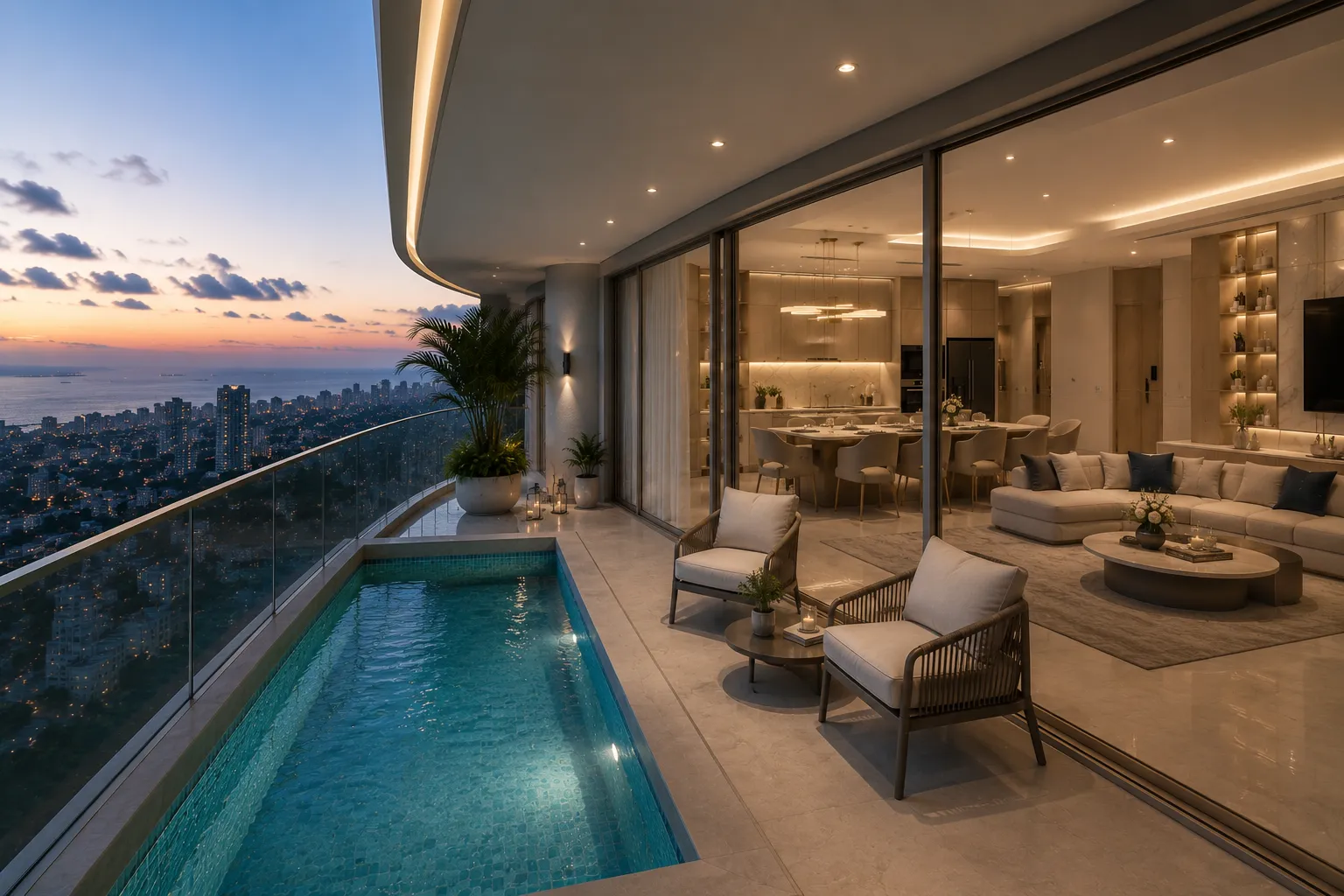 Artistic impression of a private balcony at Grand Sultan Mercury