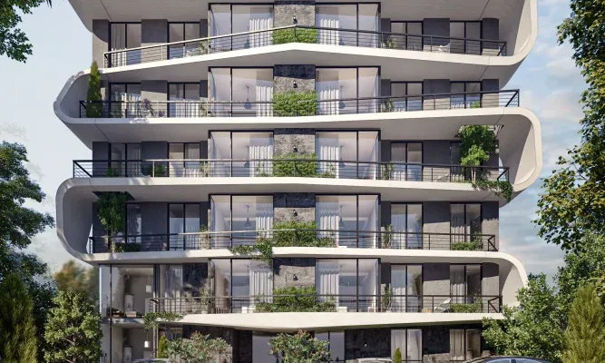 Residential building facade inside Belva Compound