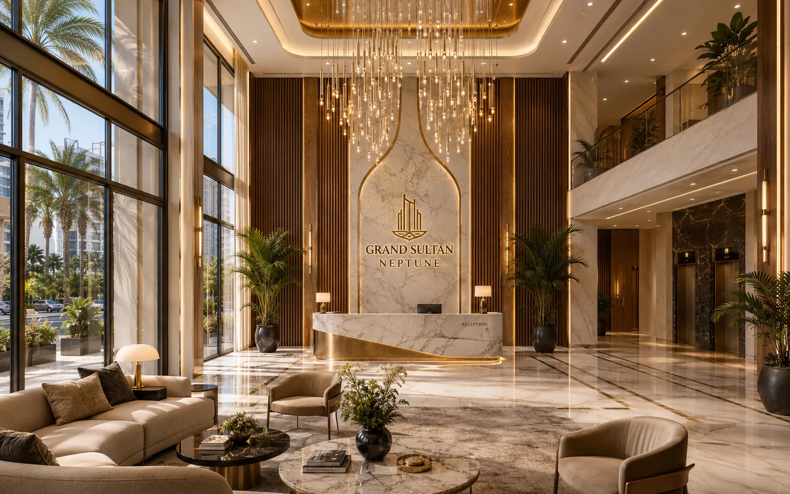 Artistic impression of the Grand Sultan Neptune lobby