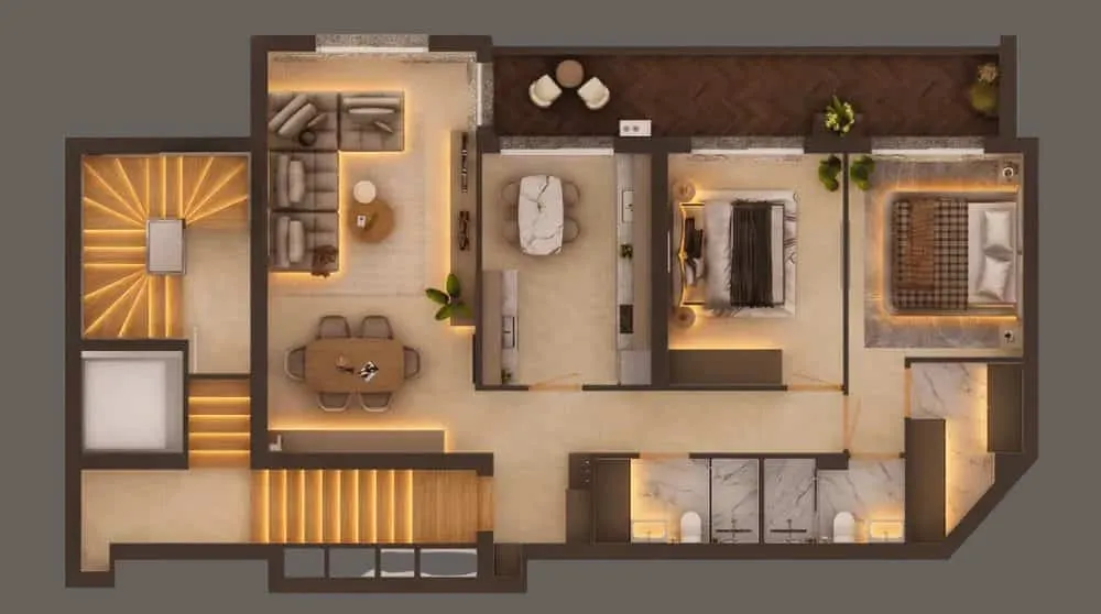 Appartement F3 en vente avec terrasse et dressing et suite parentale