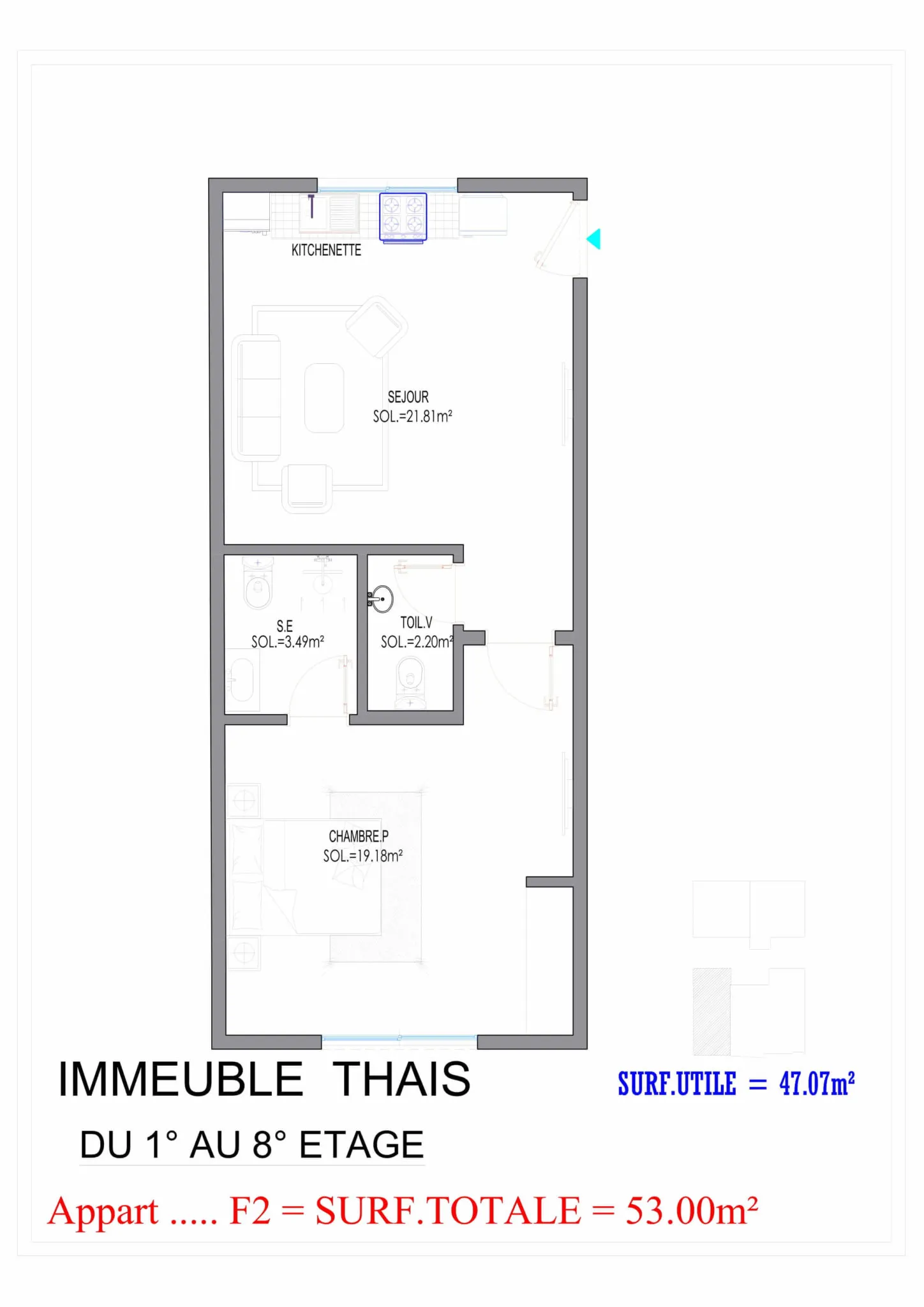 F2 53 m²
