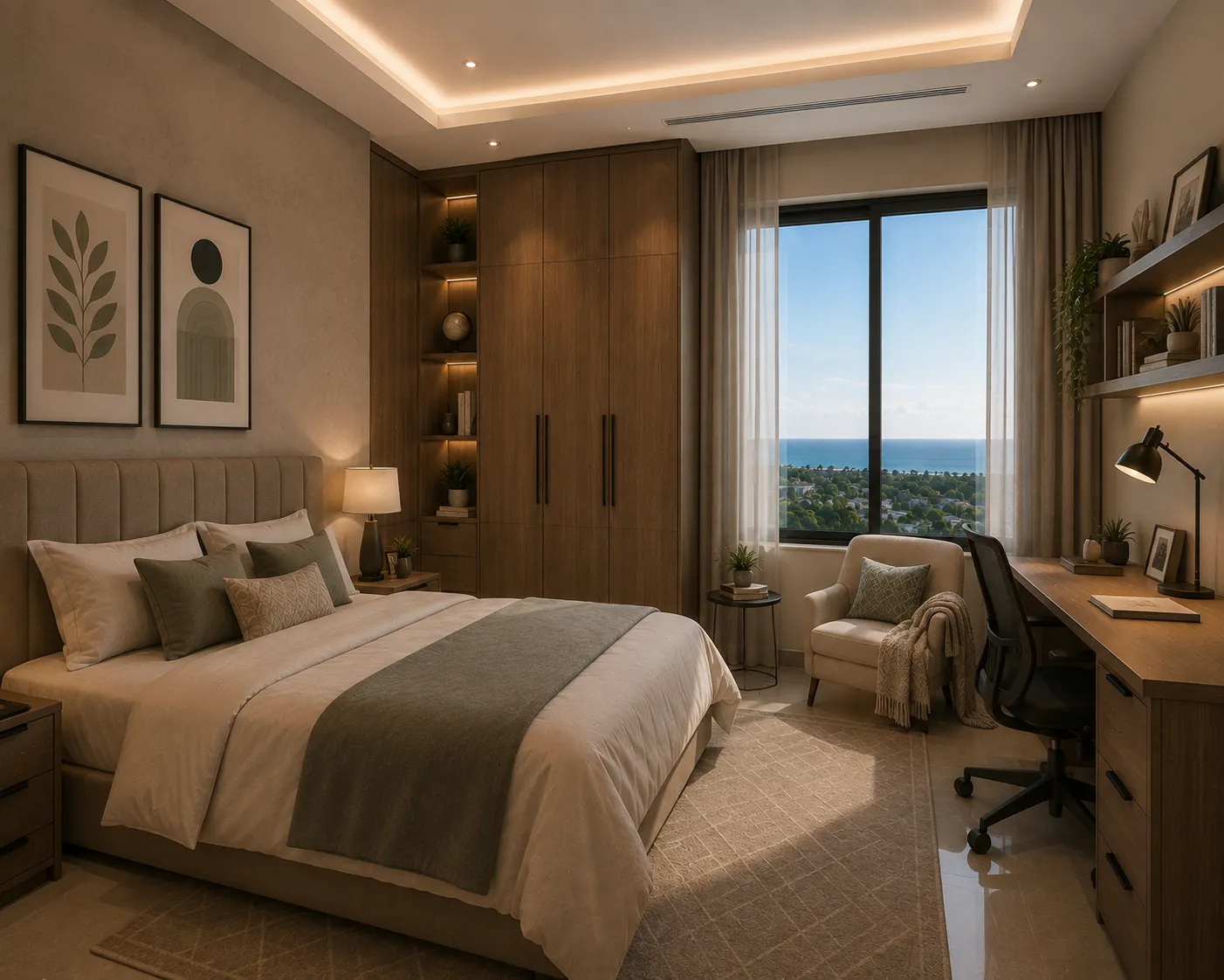 Artistic impression of a bedroom at Grand Sultan Neptune