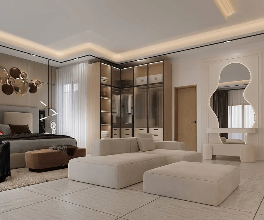 Bedroom lounge and dressing area at Dion's Court, Ikoyi, Lagos