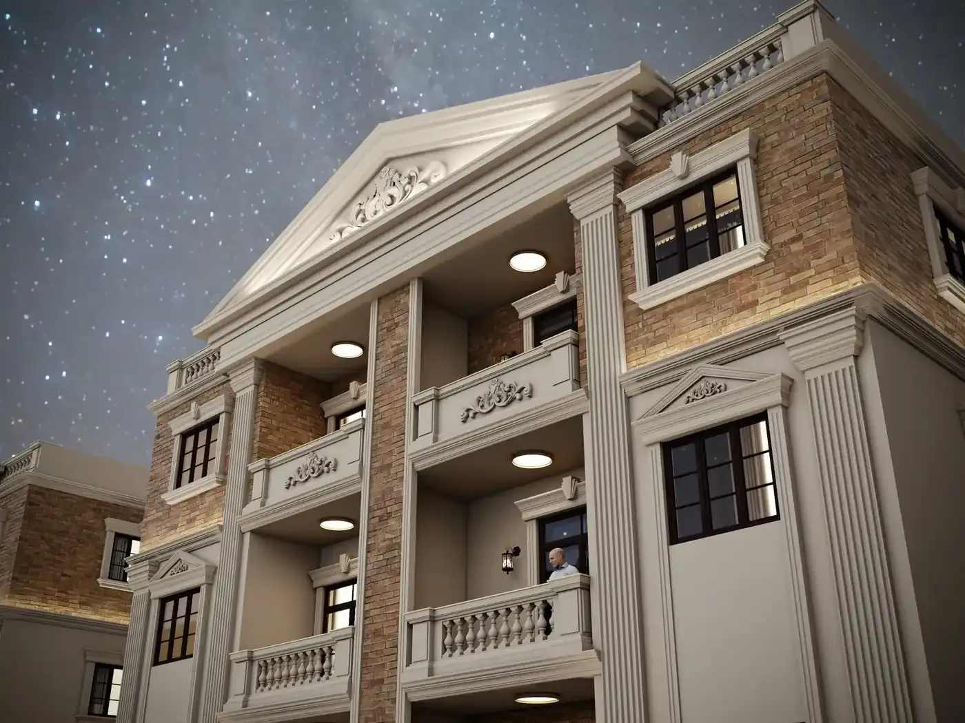 Apartments for sale in Andalus Gardens, New Cairo Project NB 26+27 — Street-level facade view