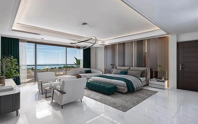Master bedroom at The Opal ocean view apartments in Nyali