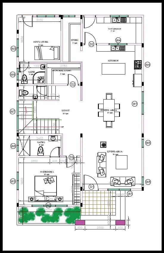 Four-Bedroom Villa floor plan 1