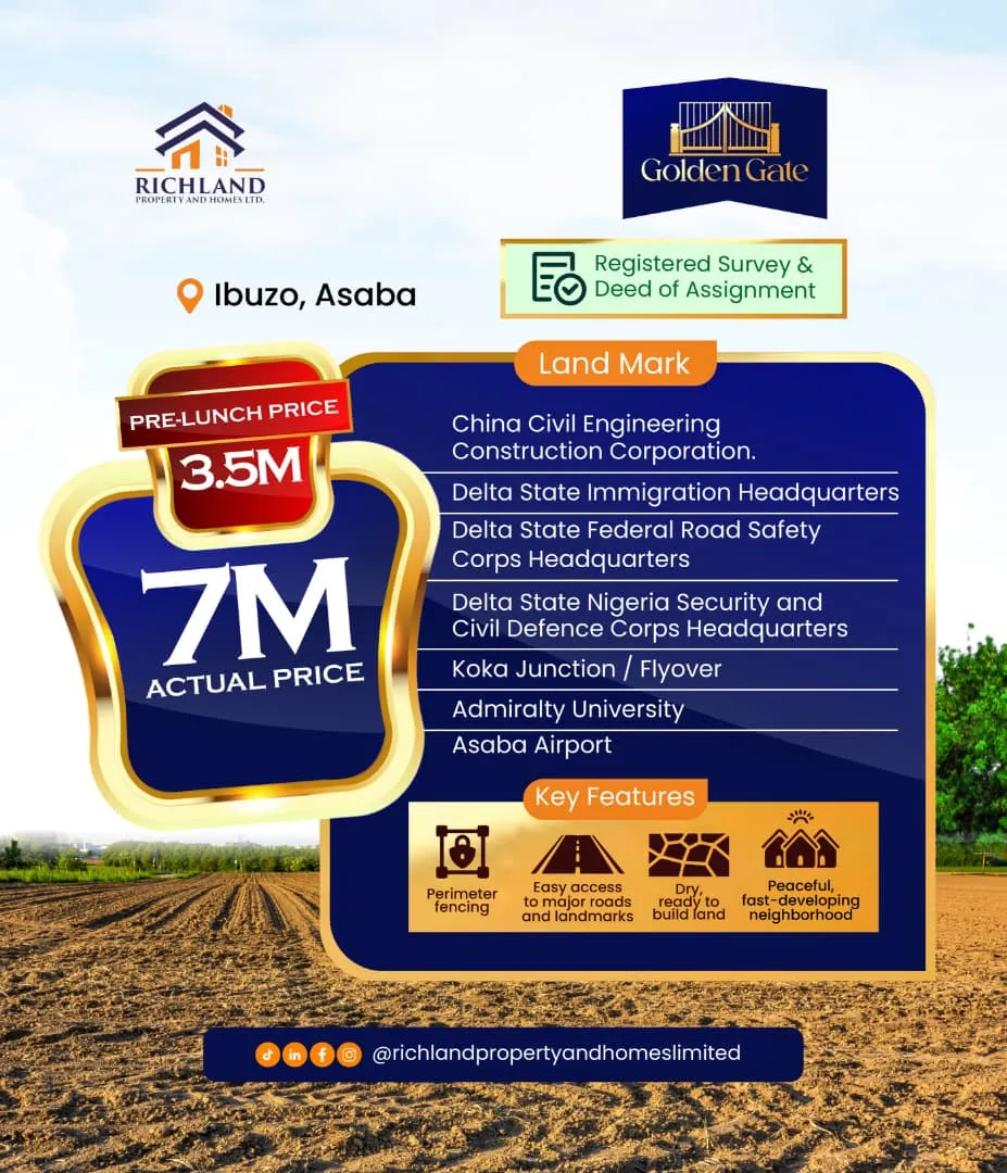 Golden Gate Estate, Ibuzo, Asaba (Full Plot)