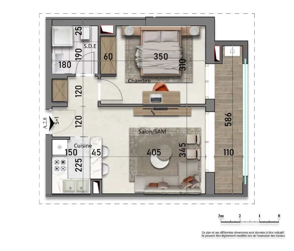 ème étage - Appartement S+1 65.54 m²