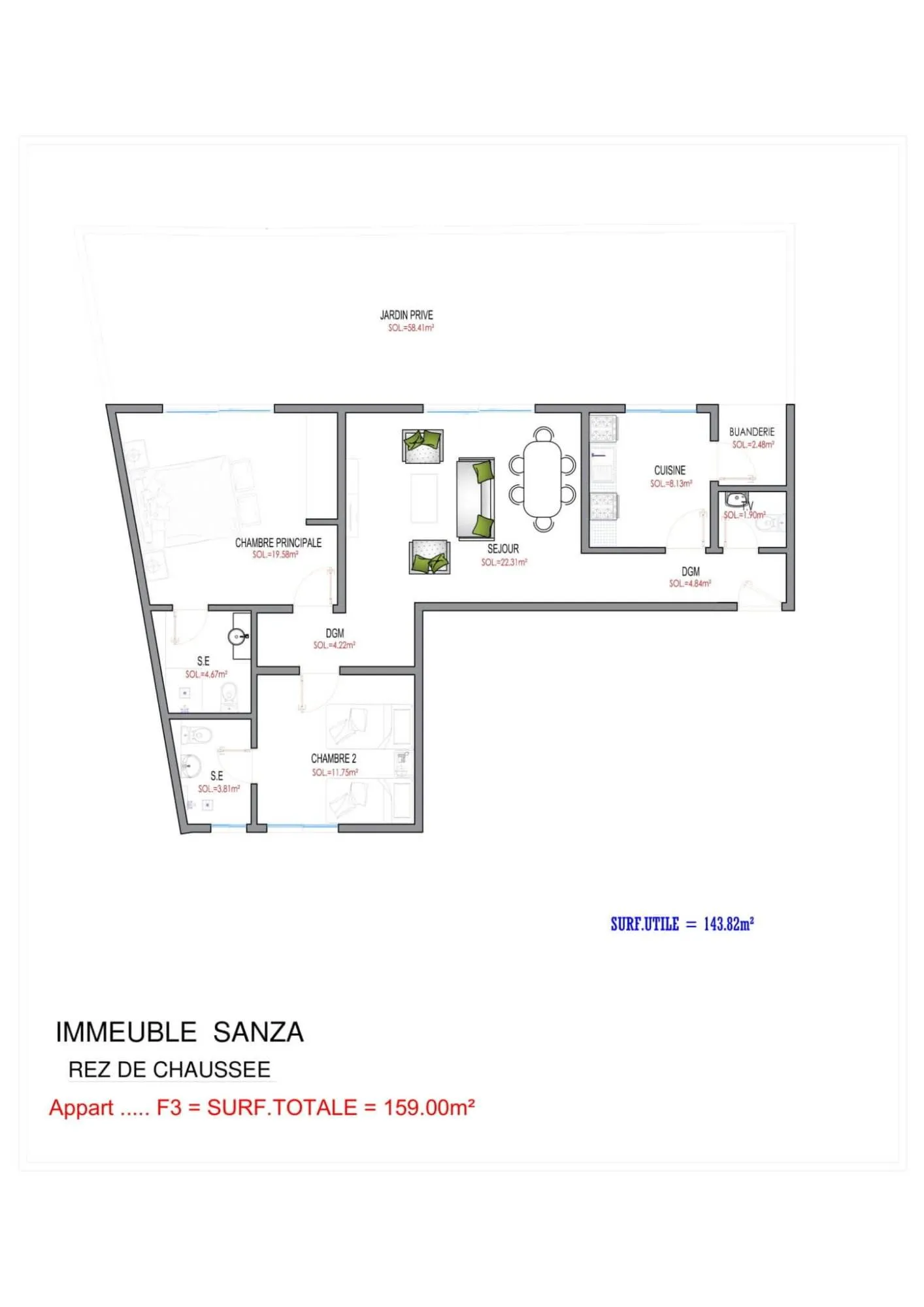 Type F3 159 m²