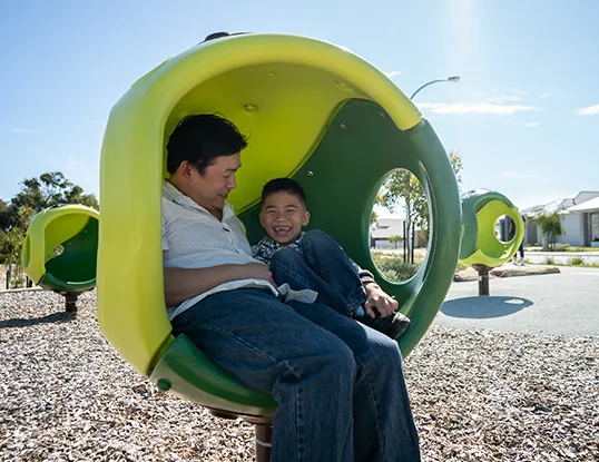 Dad with son in park