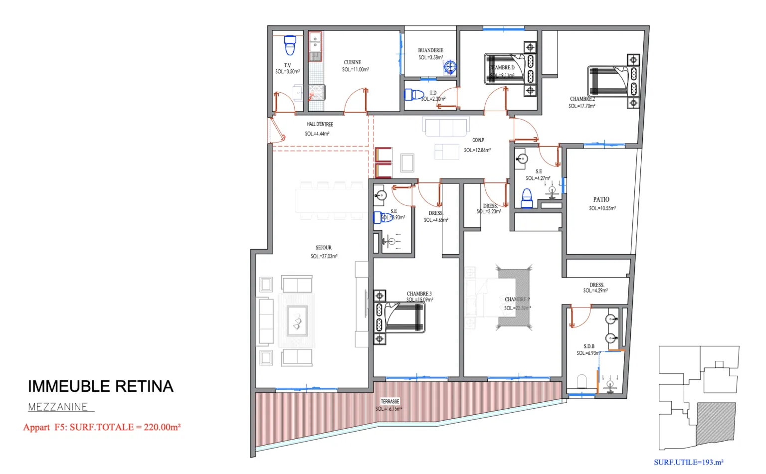 Type F5 220 m²