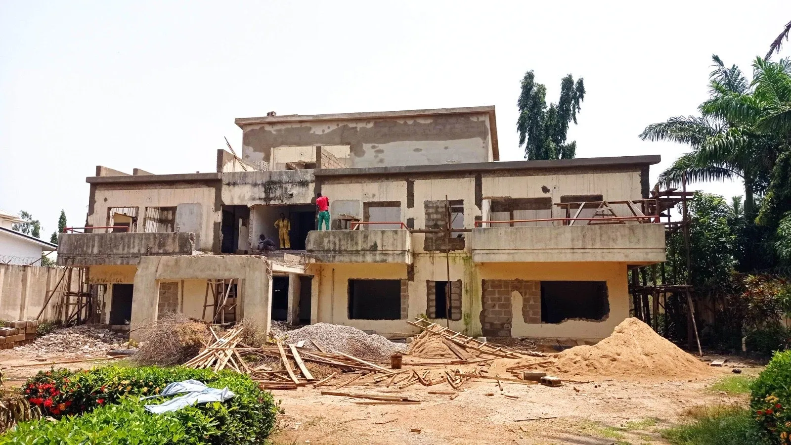 Construction in progress at the Courtyard House, Kaduna