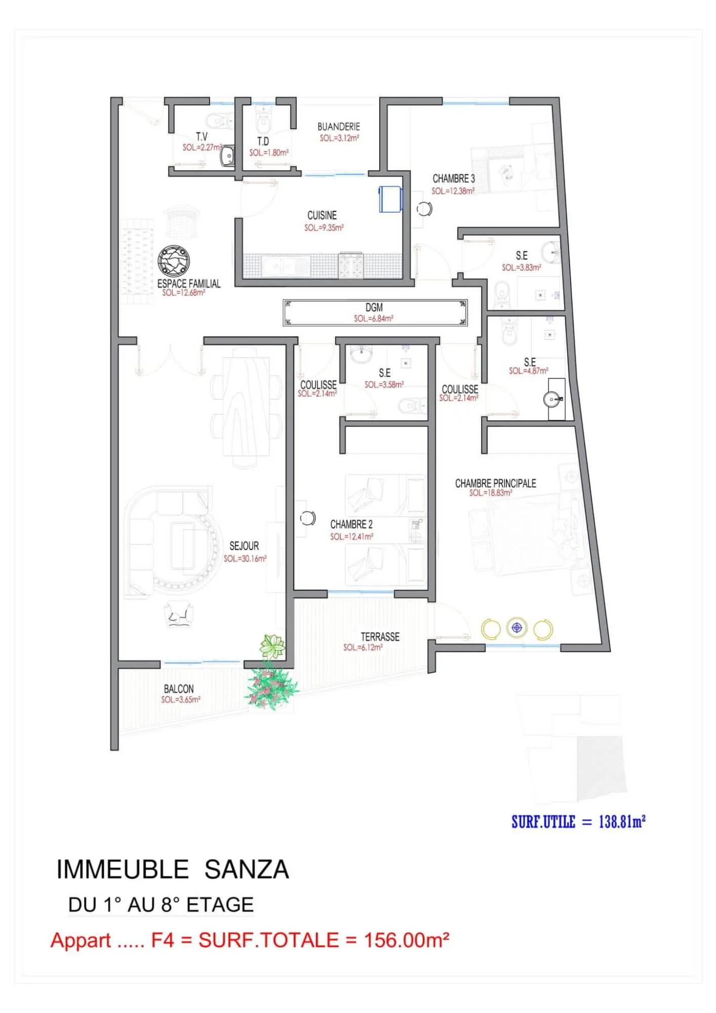 Type F4 156 m²